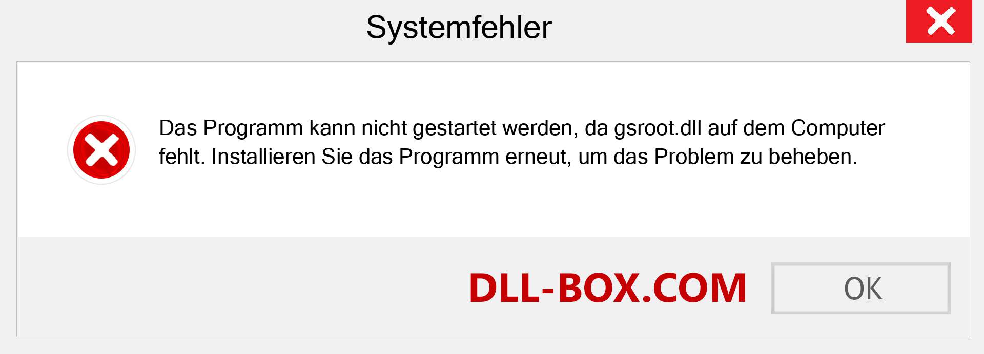 gsroot.dll-Datei fehlt?. Download für Windows 7, 8, 10 - Fix gsroot dll Missing Error unter Windows, Fotos, Bildern